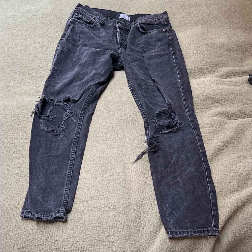 Boyish Distressed Black Straight Leg Pants